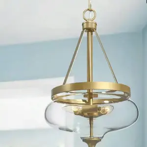 Modern Glam Chandelier 3-Light Clear Glass Lantern with Elegant Design for Home Decor