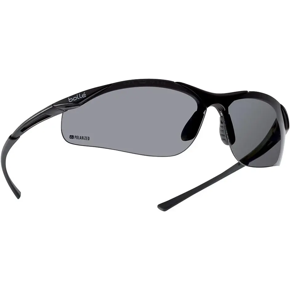 Bolle Contour Safety Glasses Goggles - Gunmetal Frame, Polarized Smoke Lens, Bisphenol A (BPA)-Free, 145 mm Frame Width, 38 mm Lens Height, Free Soft Pouch, Manufacturer Warranty - Home Improvement Work Safety Equipment