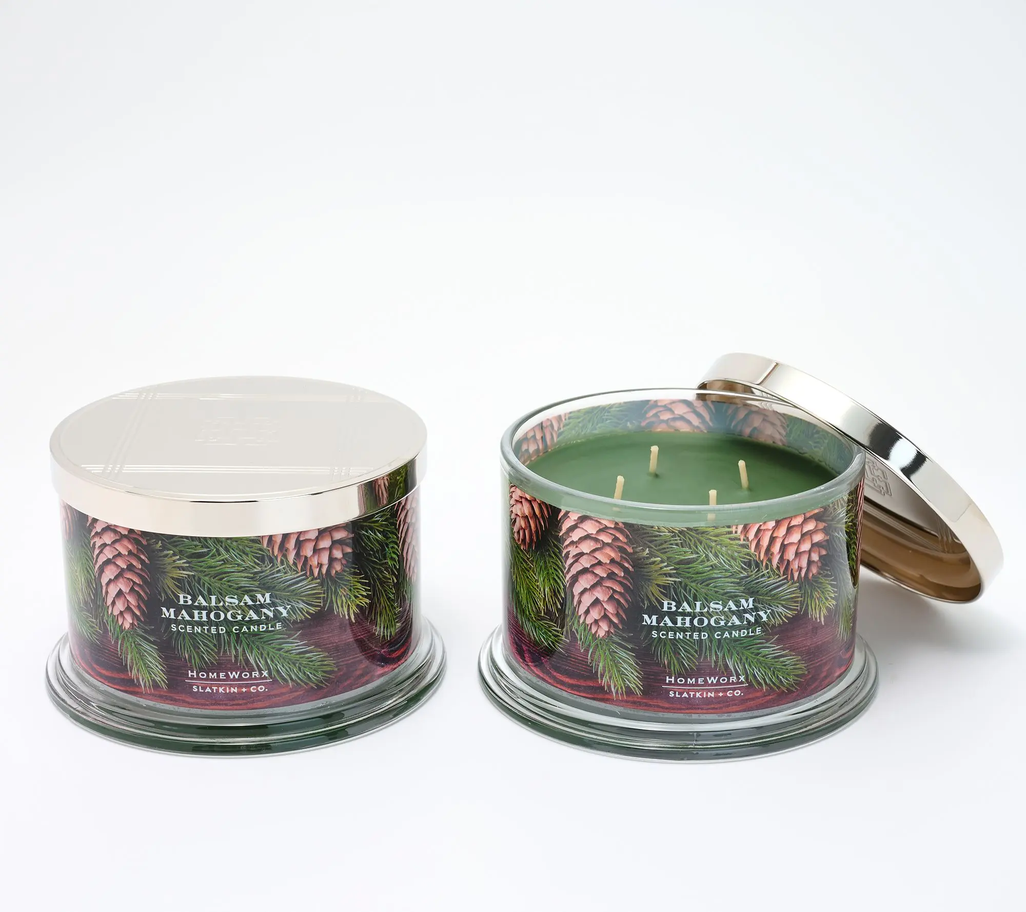 HomeWorx by Slatkin + Co. S/2 18oz Candles - Balsam Mahogany