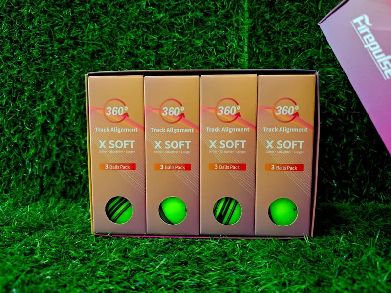 Firepulse X SOFT Golf Ball | 2-piece Construction | Fluorescent Matte Golf Balls | Translucent Green | Soft Golf Balls | 360 Track Alignment | 12count(1dozen)