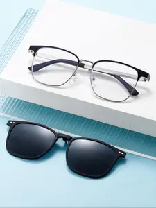 Unisex Simple Style Plain Color Magnetic Glasses, Trendy Casual Rectangle Frame Glasses for Everyday Use, Fashion Accessories for Outdoor Activities
