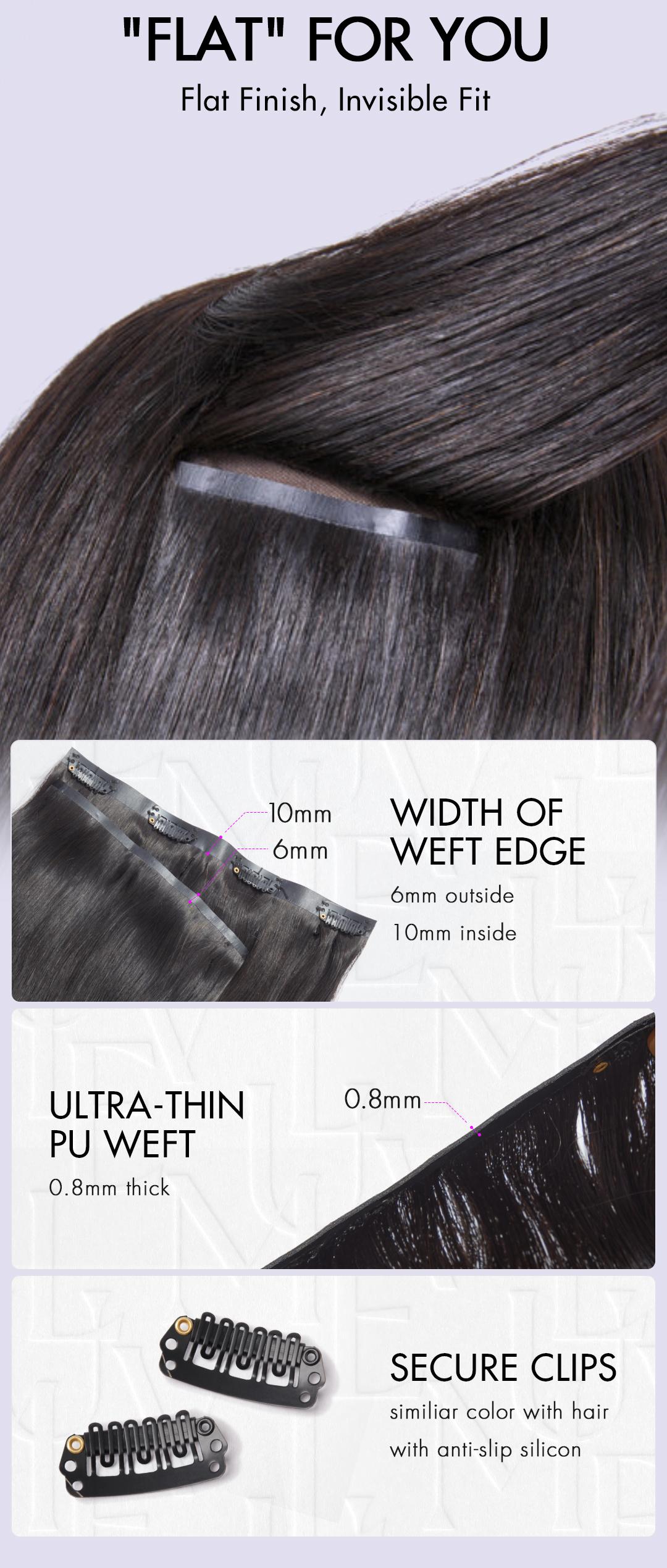 LUVME 100% Virgin Human Hair Extensions Seamless & Invisible Edge Straight, Body Wave, Kinky Curly, Yaki Straight, Messy Burmese Curl Clip-In