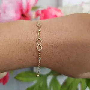 14k Infinity Bracelet Oro 14k Gold Plated Adjustable Chain Fashion Jewelry for Women