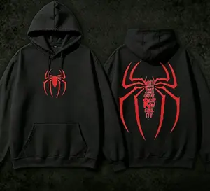 [Hero Hoodie] Spider Print Hoodie, Vintage Oversized Dark Aesthetic Streetwear, Distressed Style, Avant-garde Fitness Tights, Cyberpunk Fitness Apparel, Y2K Retro Heavyweight Limited Edition, Urban Men's Clothing, Oversized 3XL