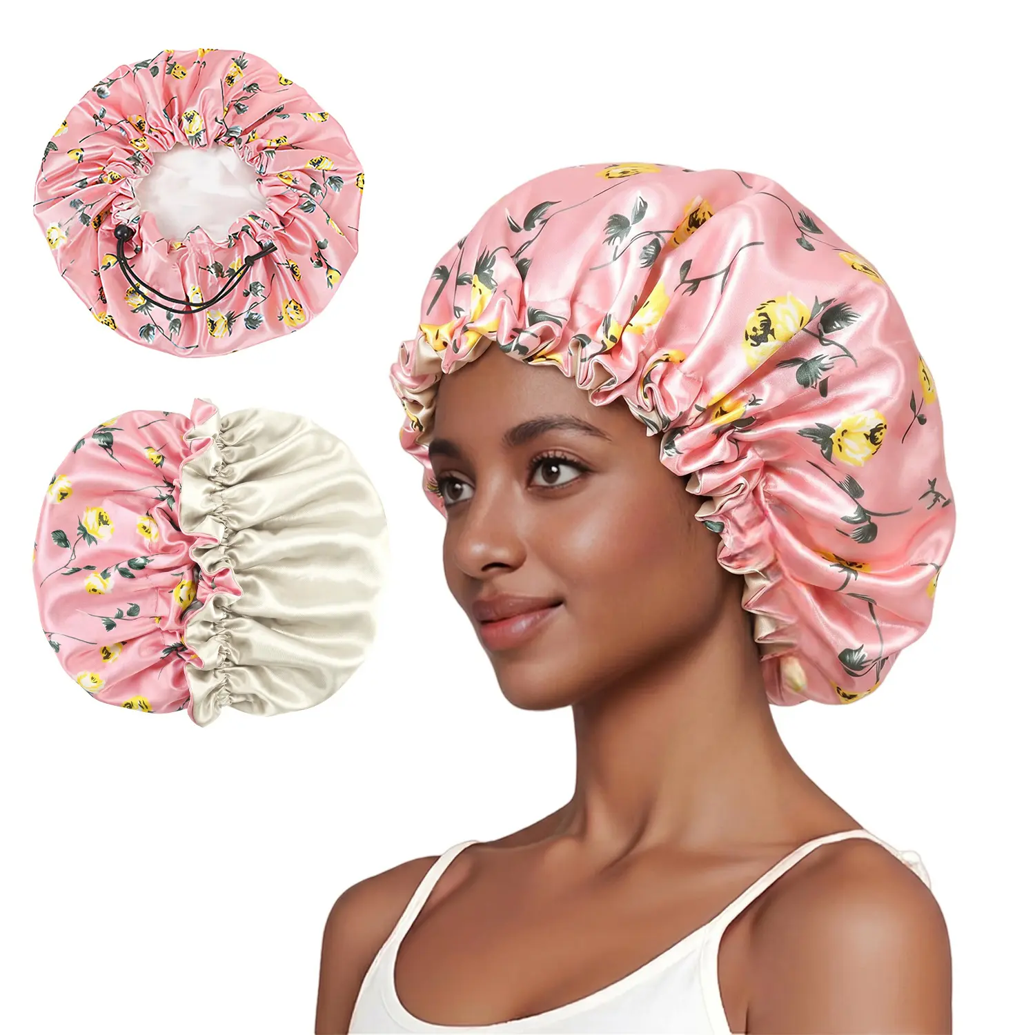 Double-Layer Satin Silk Hair Bonnet for Sleeping – Adjustable Night Cap for Curly Hair, Braids, Natural Hair Protection for Women