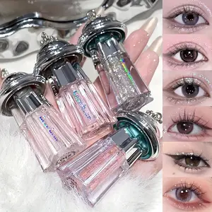 Gege Bear UFO‑Shaped Glitter Liquid Eyeshadow, Ultra‑Sparkling Diamond Shimmer Highlighter, Waterproof Long‑Lasting Smudge‑Proof, Under‑Eye & Corner Brightening Makeup for Daily Dating Music Festival