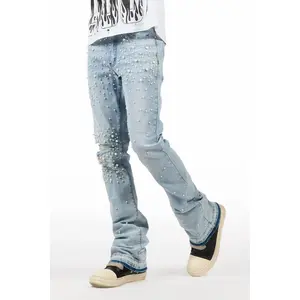 Ziv Pearl Light Blue Stacked Flare Jean