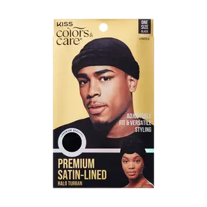 Kiss Colors & Care Premium Satin-Lined Halo Turban,  Black