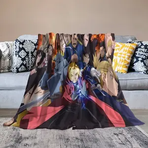 Anime Fullmetal Alchemist Flannel Blanket| Ultra-Soft All-Season Comfort | Anti-Pilling & Shrink-Resistant | Machine Washable Luxury Throw for Adult Home Decor