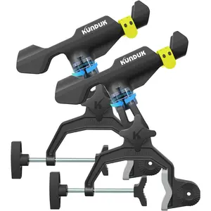 Upgraded Fishing Rod Holder with Button-Lock 360° Dual Rotation,Universal Silicone Strap & Enlarged V-Clamp Fits Round/Square Tubes,Secure Adjustable Boat Fishing Gear for All Rod