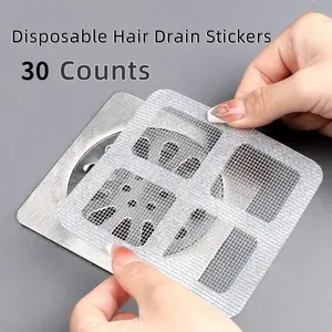 Sewer Hair Blocking Sticker, 30PCS / 60pcs Floor Drain Filter Screen, Drain Strainer Cover for Hair Stopper for Bathroom, Kitchen Accessories Drain Cover, Summer Essentials Bathroom Accessories
