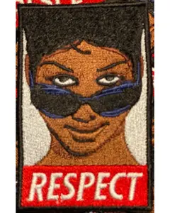 Prideful Patchez "Respect" Patch 3.5 x 3.0 Inches Cloth Iron or Sew on Patch for Jeans, Jackets, Hats, Backpacks, Handbags