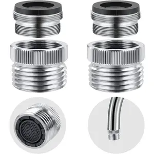2 Pack Faucet to Hose Adapter with Aerator, Sink to Garden Hose Adapter, Faucet Adapter to Garden Hose for Kitchen and Bathroom, Hose Attachment to Sink, 3/4" GHT Thread Chrome
