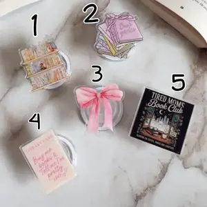 Pink Coquette Bow Pop grip,Library Card Phone Magsafe grip,Bookish Kindle Grip,E-reader Kobo,Paperwhite Colorssoft Book Lover Gift for her