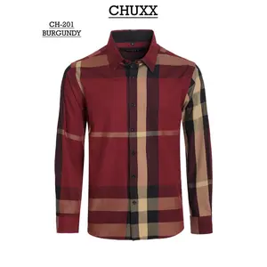 Chuxx/Baldelli Mens Plaid Shirt (Diseno de Rayas es diferente en cada camisa/ Stripe desing different in every shirt)