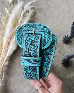 High Desert Tooled Leather Belt - Turquoise*