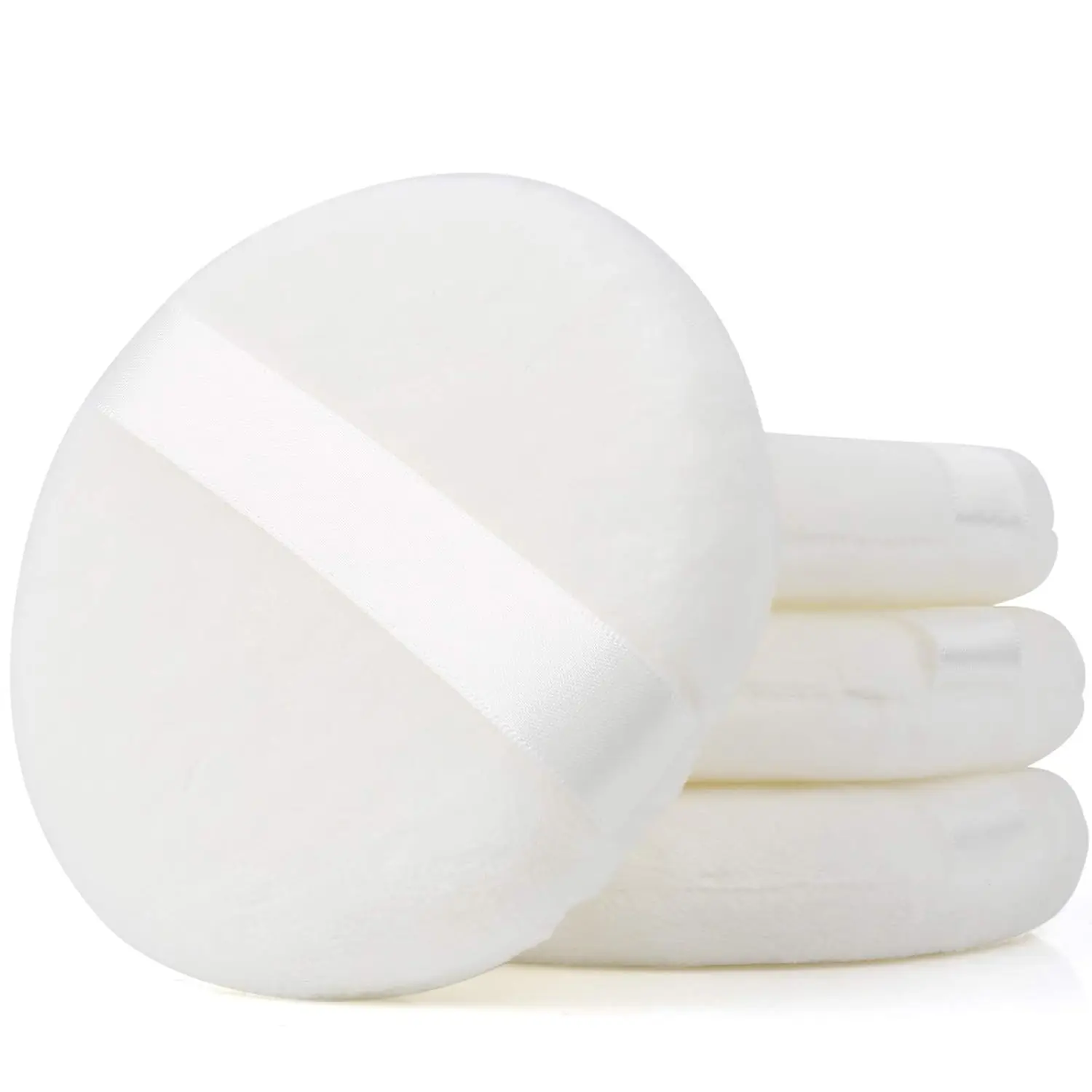 4 Pcs 4.13 Inch Ultra Soft Washable Large Round Velour Powder Puff for Body Loose Powder