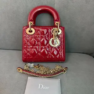 Pre-owned Dior mini red patent