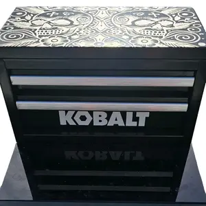 Laser Engraved Twin Skull Kobalt Mini Tool Box, Portable Storage Container