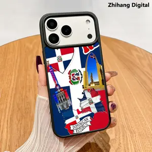Premium Magnetic Phone Cases for iPhone 17 Pro Max  Air 16 Plus 15 14 13 12 11 Dominican Republic Emblem Pattern Smartphone Shockproof Protection Acrylic Cover Cellphone Protective magsafe magnetic case Resistance Casing