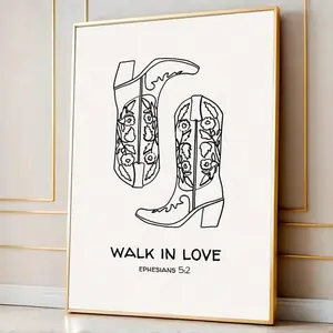Cowgirl Boots Pattern Unframed Painting, Modern Canvas Wall Art, Wall Decor for Home Living Room Bedroom Study Room, Ornaments, Modern Home Decoration