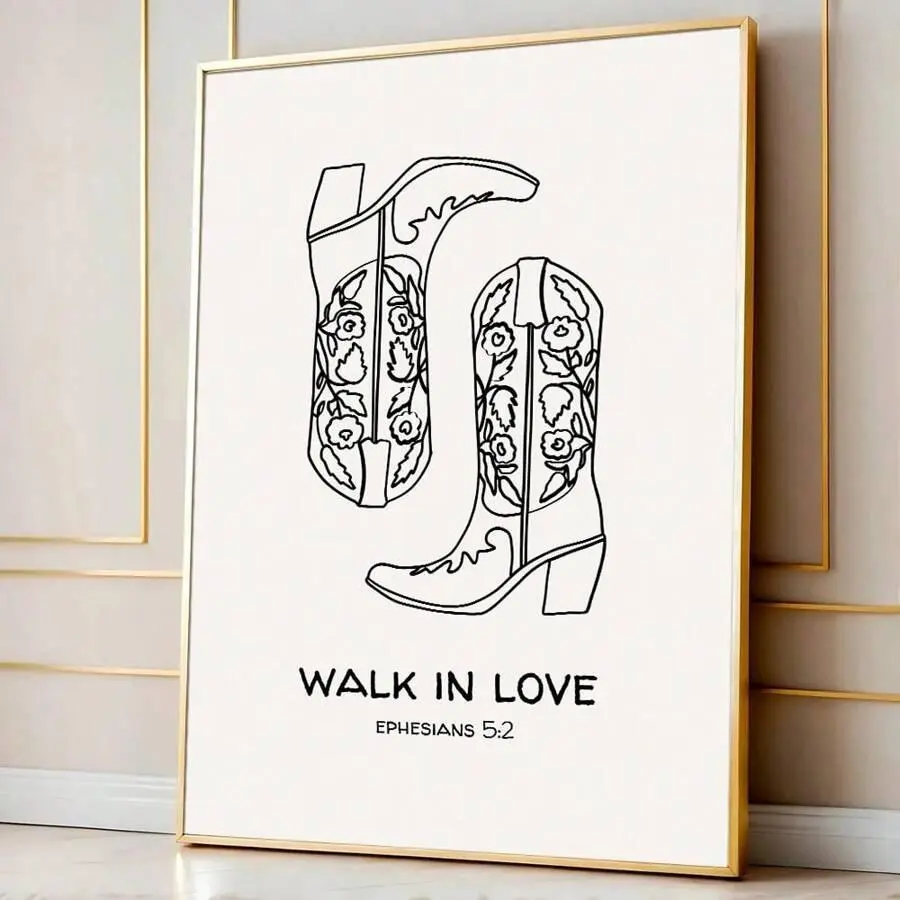 Cowgirl Boots Pattern Unframed Painting, Modern Canvas Wall Art, Artwork, Modern Art Design, Wall Decor for Home Living Room Bedroom Study Room, Ornaments, Modern Home Decoration