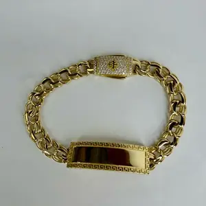 DBRG-00746 14kt Greek Key Chinese Bracelet, Unisex Gold Jewelry