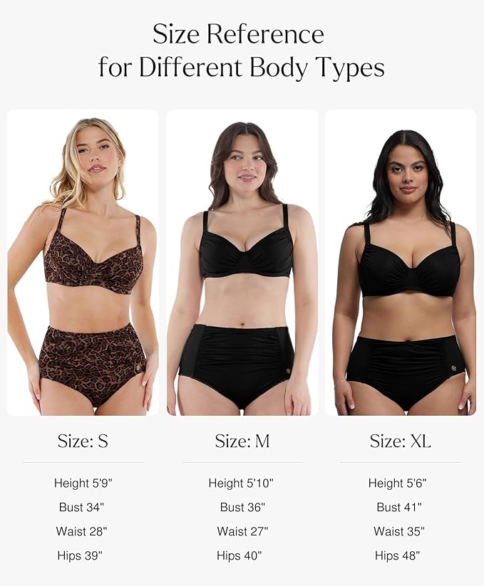 Popilush Leopard Swimwear Set High Waisted Bikini Shapewear Swimsuit  Push Up Adjustable Cover Up