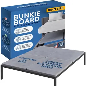 Premium 38 mm split wood bunkie board for king size bed — 4-piece under-mattress support boards, fully assembled, fabric ventilation cover — replaces wooden slats or box springs for bed frames