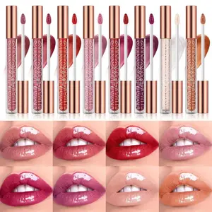 8Pcs 3ml Hyaluronic Acid Glitter Lip Gloss Set, moisturizing with hyaluronic acid, tinted liquid lipstick with shimmer, nourishing and versatile for all occasions