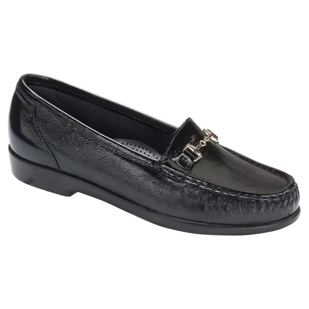 SAS Women's Metro Slip-On Loafer in Patent Black Wide