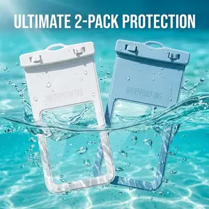 Waterproof Phone Pouch, 2 Counts Clear Waterproof Cell Phone Case with Lanyard for iPhone 15/14/13 Pro Max/Plus and Galaxy S22/S23, Fits Phones up to 7 Inches, Essential Waterproof Dry Bags for Outdoor Beach Swimming Diving, Boating Accessories