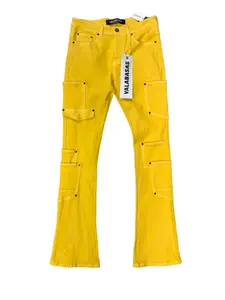 "POCROS" STACKED FLARE JEAN YELLOW