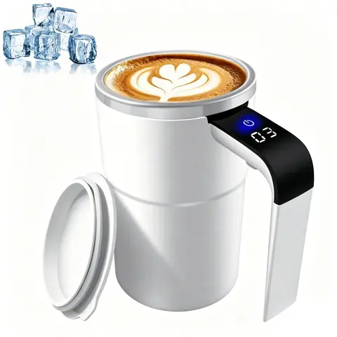 2026 New 380ml Reusable Self-Stirring Insulated Stainless Steel Coffee Mug - Auto-Stir Drink Travel Tumbler, Washable ABS Kitchen Accessories, Household Items for Office, Home Use (Coffee, Milk, Cocoa)