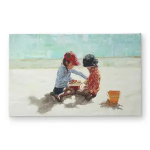 Begin Home Decor CODM2134T1GT7L 21 x 34 in. Little Girls at the Beach Door Mat - Indoor & Outdoor Decor