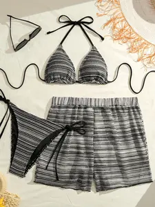 Women's Bikini Swimsuit Set with Briefs, Swimsuit Style Bikini, Three-Piece Swimwear for Ladies, Comfortable and Stylish Beachwear