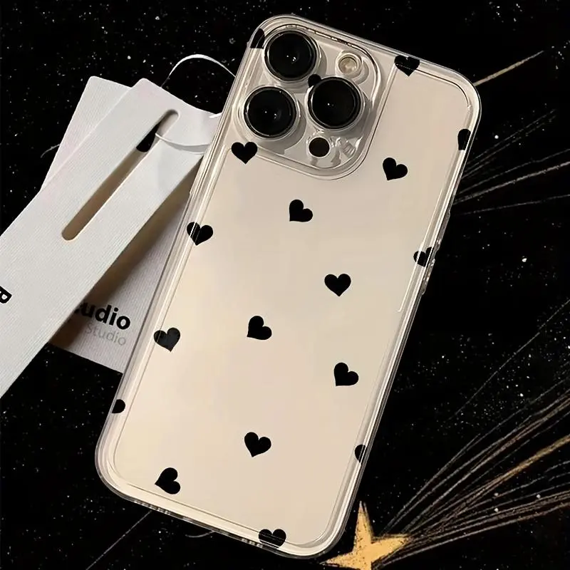 Simple Design  Heart Transparent TPU Shockproof Phone Case, Compatible with Apple iPhone 17/18/16/15/14/13/12/11/XS/XR/X/7/8//Pro/Plus/Pro Max, Accessories, Smartphone