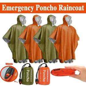 Emergency Rain Poncho Thermal Blanket Poncho Weather Proof Rainproof Outdoor Survival Camping Gear Survival Gadgets