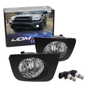 iJDMTOY Clear Lens Fog Light Kit with 15-SMD Super Bright Xenon White LED Bulbs, Relay Wiring On/Off Switch, For Toyota 2006-2009 4Runner
