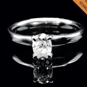 1 Carat Oval Moissanite Ring – Plain Band Sterling Silver