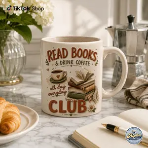 3D EFFECT Read Books Drink Coffee Mug for Book Lovers Cozy Coffee Cup Reader Gift Library Club Ceramic Mug Aesthetic Novel Tea Cup