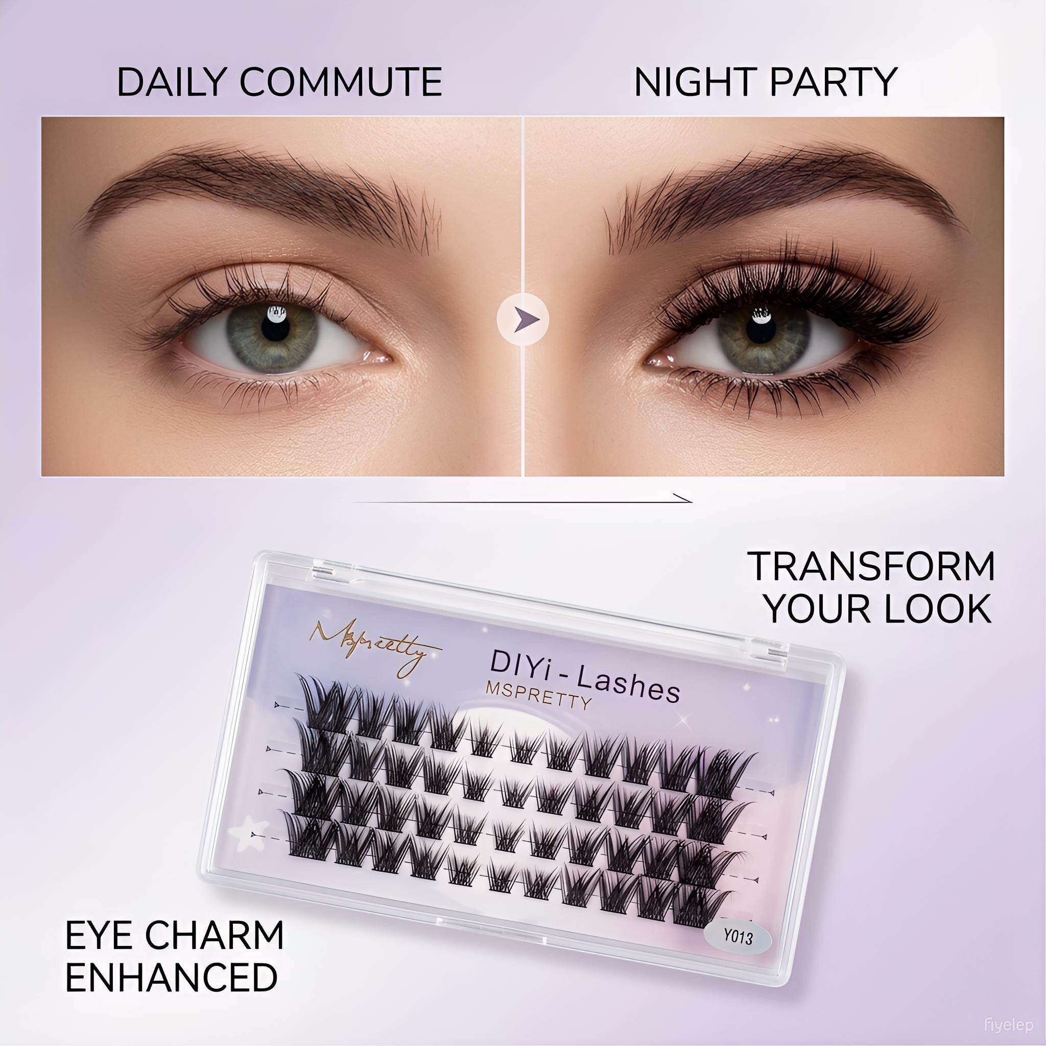 Fox eye style angle wing cluster lashes