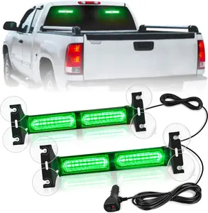 Nilight 40LED Green Emergency Strobe Traffic Advisor Light Bar with Suction Cups Dash Safety Warning Hazard Flashing Lights Interior Front/Rear Windshield for Trucks Construction Vehicles