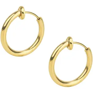Clip On Hoop Earrings for Women - Silver and Gold-Tone Brass Spring Hoops for Non-Pierced Ears