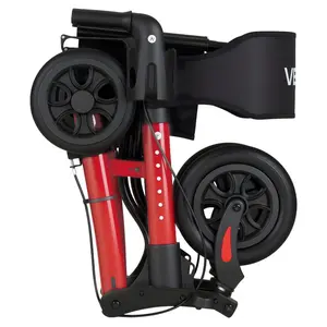 VEVOR Rollator Walker with Seat for Seniors, Ultra Compact 3-Fold Rolling Walker, Lightweight Aluminum Mobility Walking Aid with PU Solid Wheels, Adjustable Handle, Cup Cane Holder - Supports 300LBS