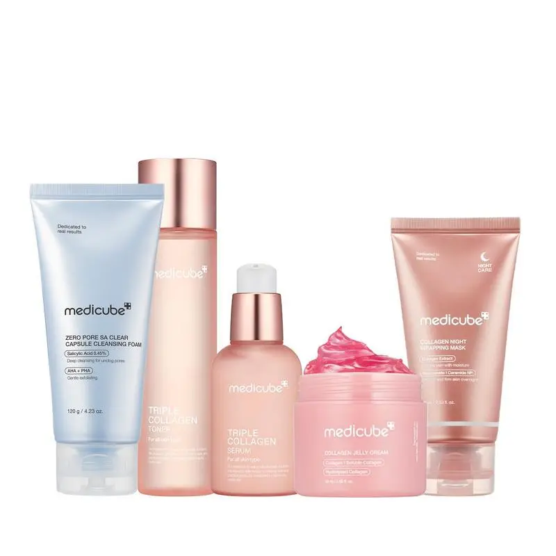 ‮ EBUCIDEM  ‬Ultimate Dry Skin Saviour Routine Hydrating Korean Skincare Cleansing Set with Hydrolyzed Collagen for Firmness & Radiance