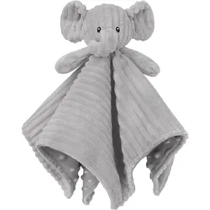 Elephant Baby Security Blanket, Soft Lovey Unisex Blanket Baby Gift for Newborn Boys and Girls Snuggle Toy Stuffed Animal, Grey 15 Inch