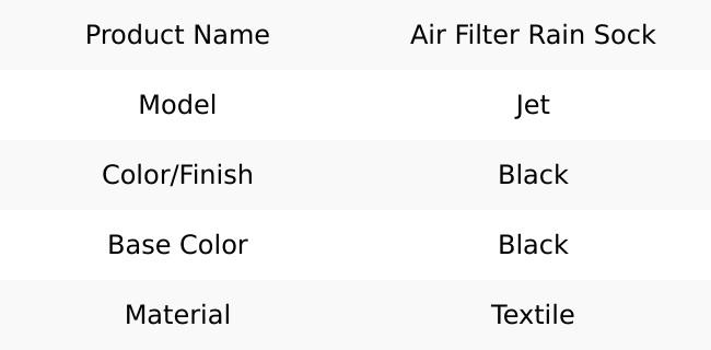 PERFORMANCE MACHINE (PM) Pull Over Rain Sock - Black - Jet Air Cleaners