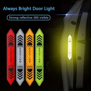 4-piece set of luminous reflective stickers, car door opening warning stickers, car door decorative stickers, car body reflective patches