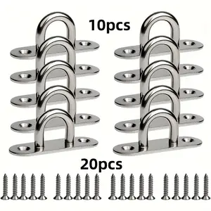 30 pieces, including a set consisting of 10 stainless steel screw hooks and 20 installation screws, with M5 eye plates and rings, for use in ships, heavy ceilings and wall hangers.